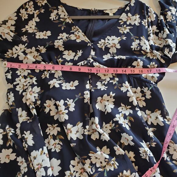 Entro Dress Floral Flowy Boho Cottagecore Spring Summer Folksy Blue White - Picture 11 of 13